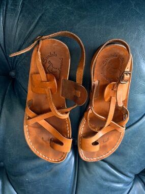Jerusalem Sandals Women's Brown Leather Strappy Sandals 38